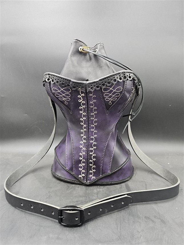 Purple leather corset bag